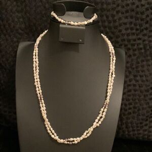 Elegant Pearl and Purple Beaded Necklace Set